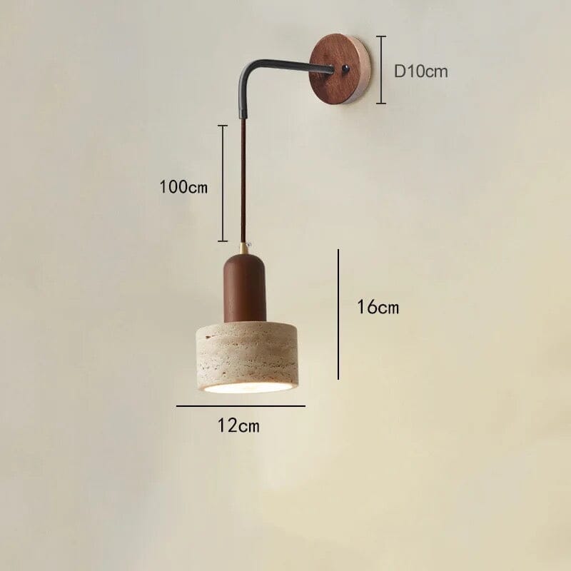 Tia Japanese Natural Stone Wood Wall Lamp – Japandi LED Sconce