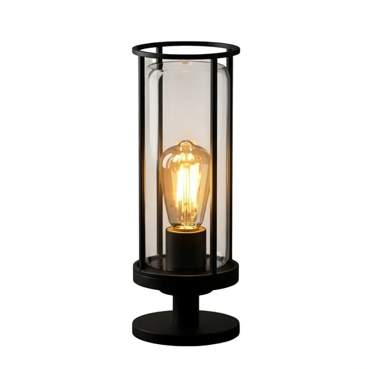 Nuvlight Modern Metal Outdoor Pillar Light/Pathway Light - Black Lantern Shape, Cylindrical