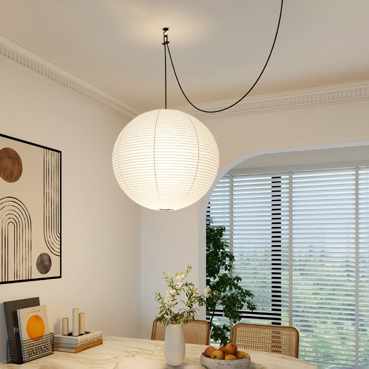 Akari A Pendant Swag Light (black plug wire)