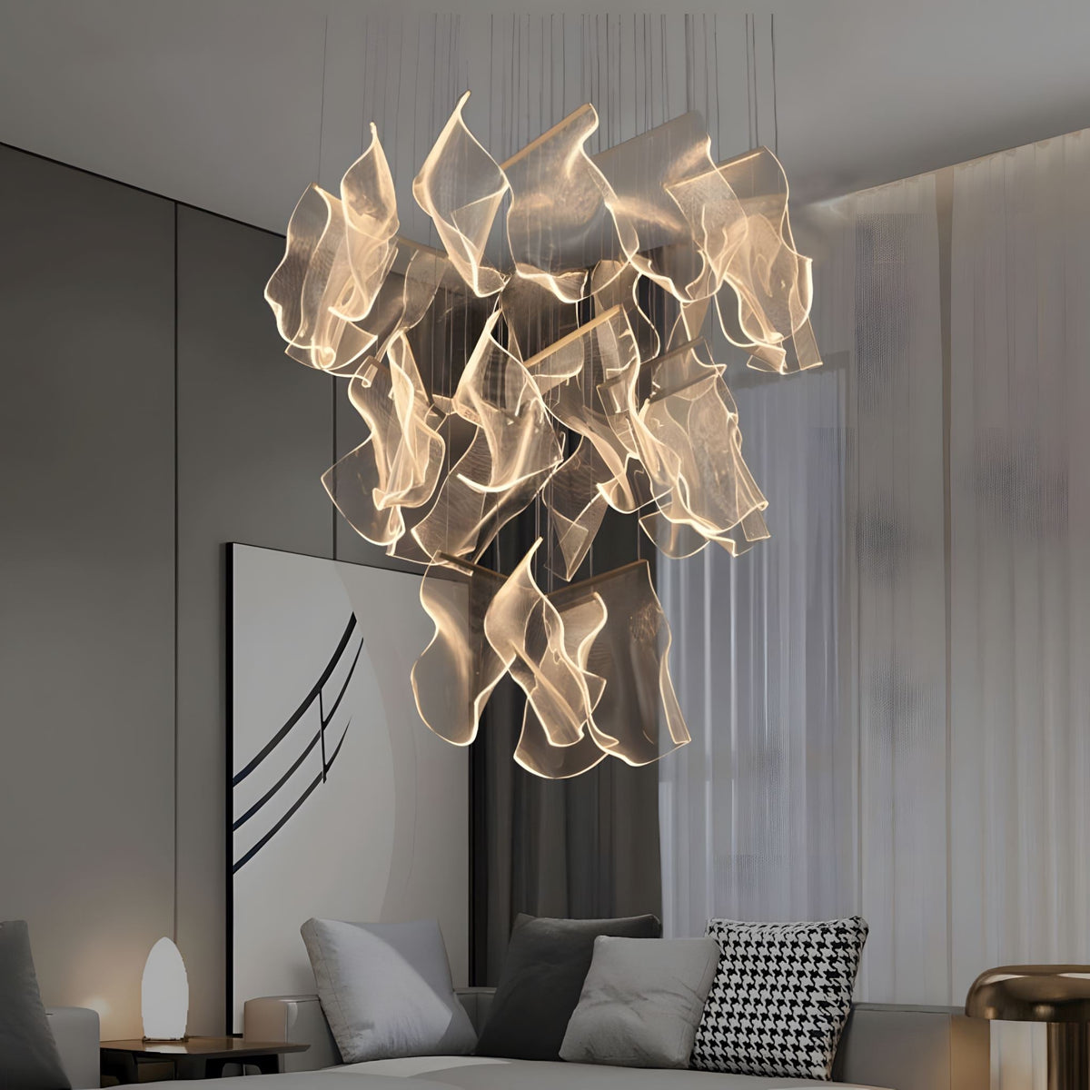 Zephyr LED Chandelier | Modern Acrylic Sculptural Pendant Light