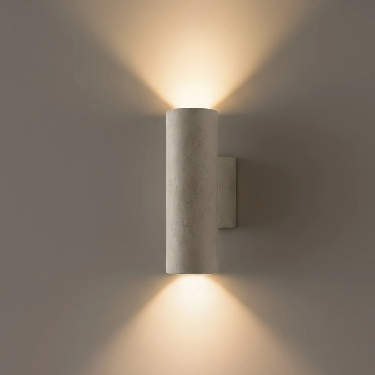 Arcato Modern Outdoor Wall Sconce- Black/White Cement Cylindrical Light for Courtyard