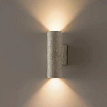 Arcato Modern Outdoor Wall Sconce- Black/White Cement Cylindrical Light for Courtyard