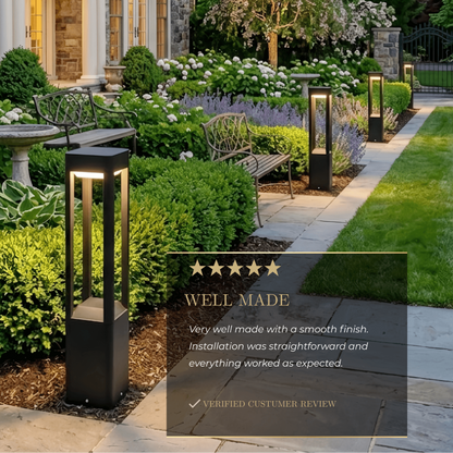 Irondale Industrial Outdoor Pathway Light - Black Metal & Acrylic Rectangle Design for Patio