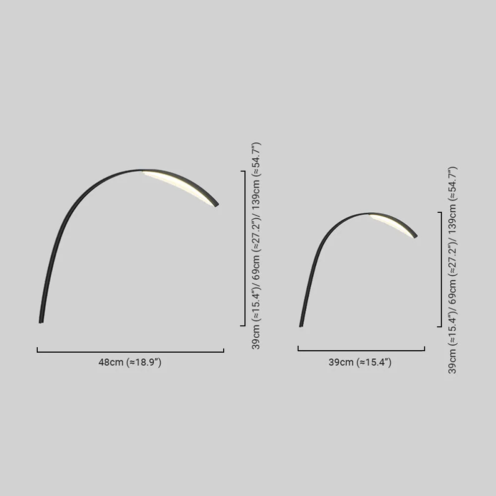 Velora Minimalist Metal & Acrylic Pathway Light - Black Curve for Outdoor Pool