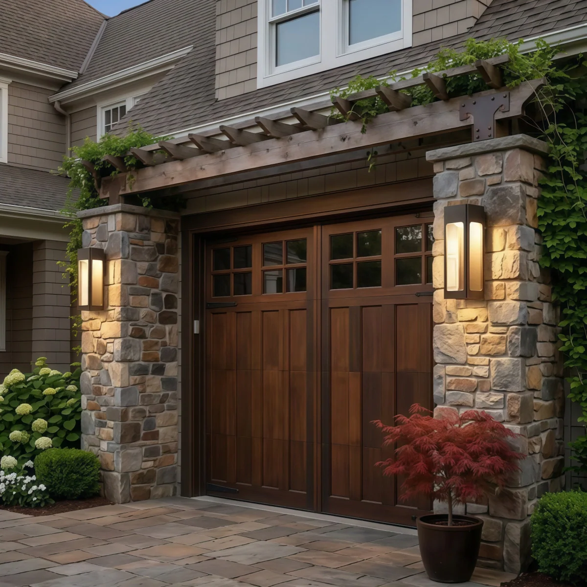 Irondale Modern Outdoor Wall Sconce – Metal Lantern with Sensor for Exterior Wall