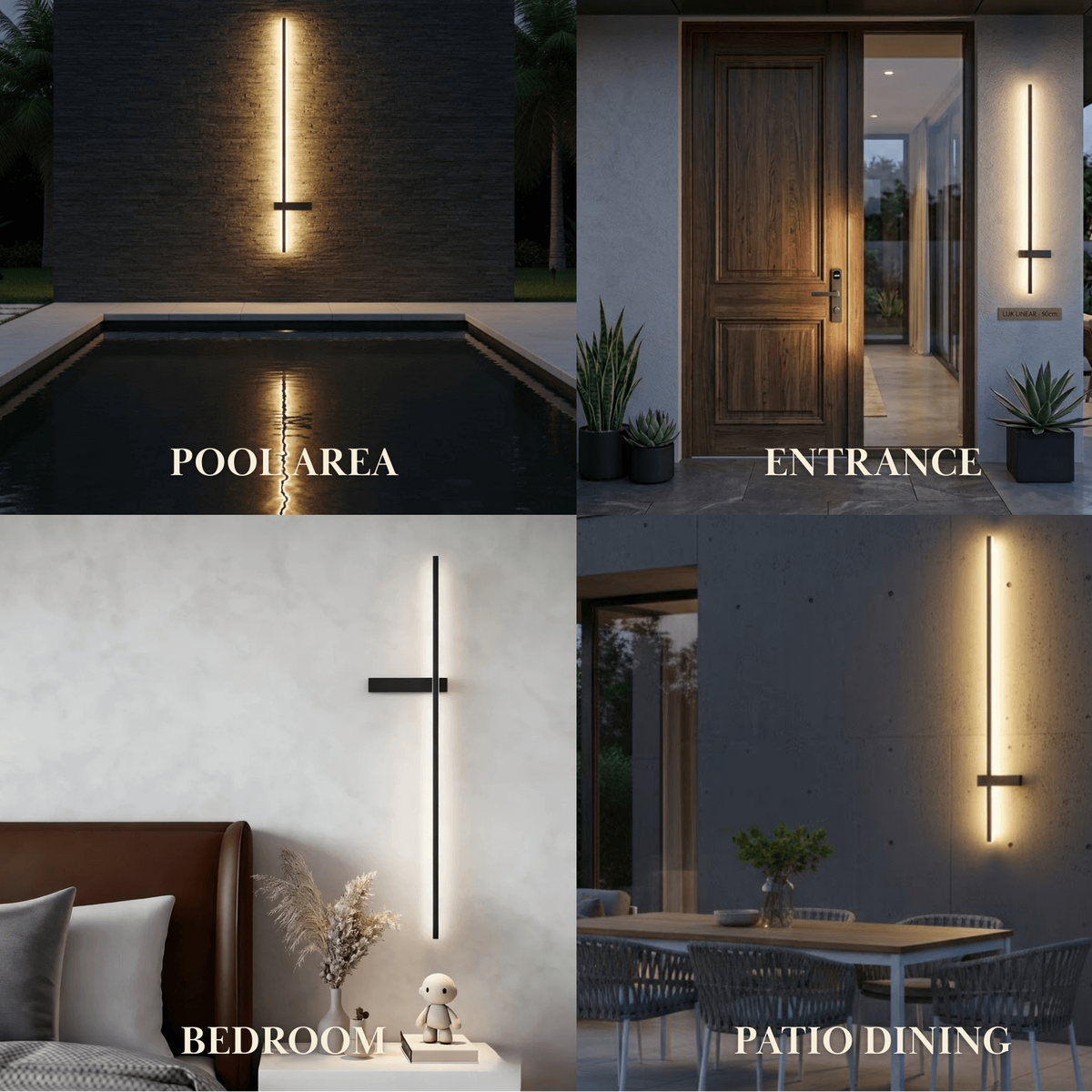 Arcato Modern Linear LED Wall Lamp – Black Solar & Sensor Light Outdoor
