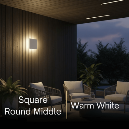 Solara Minimalist LED Outdoor Wall Lamp – Black/White Round/Square Porch Sensor Light