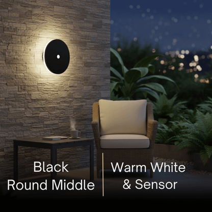 Solara Minimalist LED Outdoor Wall Lamp – Black/White Round/Square Porch Sensor Light