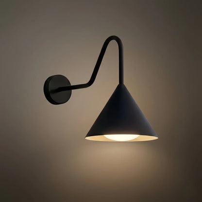 Irondale Minimalist Conical Outdoor Wall Lamp – Black Metal Light for Exterior Wall
