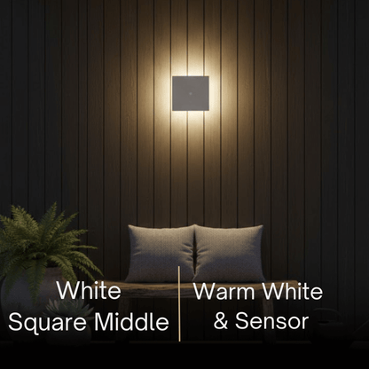 Solara Minimalist LED Outdoor Wall Lamp – Black/White Round/Square Porch Sensor Light