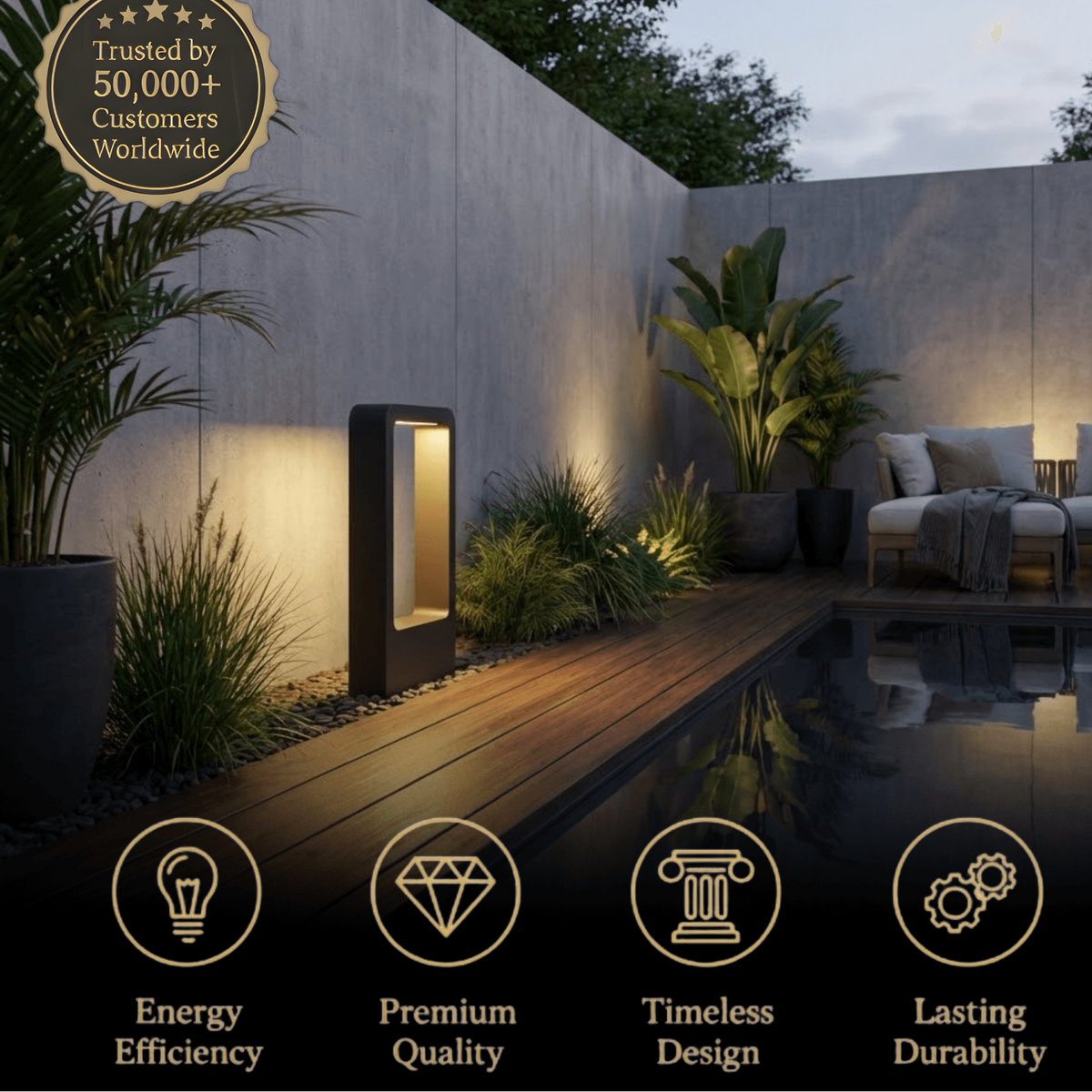 Arcato Modern Black Metal LED Path Light – Outdoor Garden Lighting