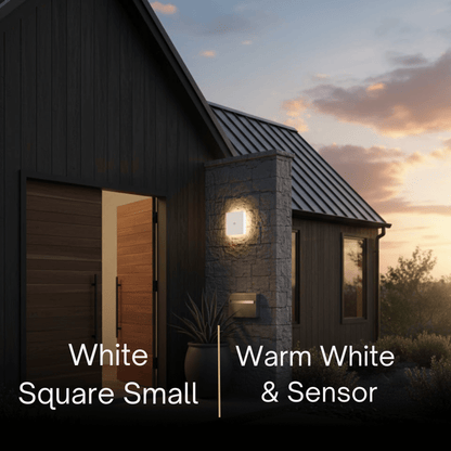 Solara Minimalist LED Outdoor Wall Lamp – Black/White Round/Square Porch Sensor Light