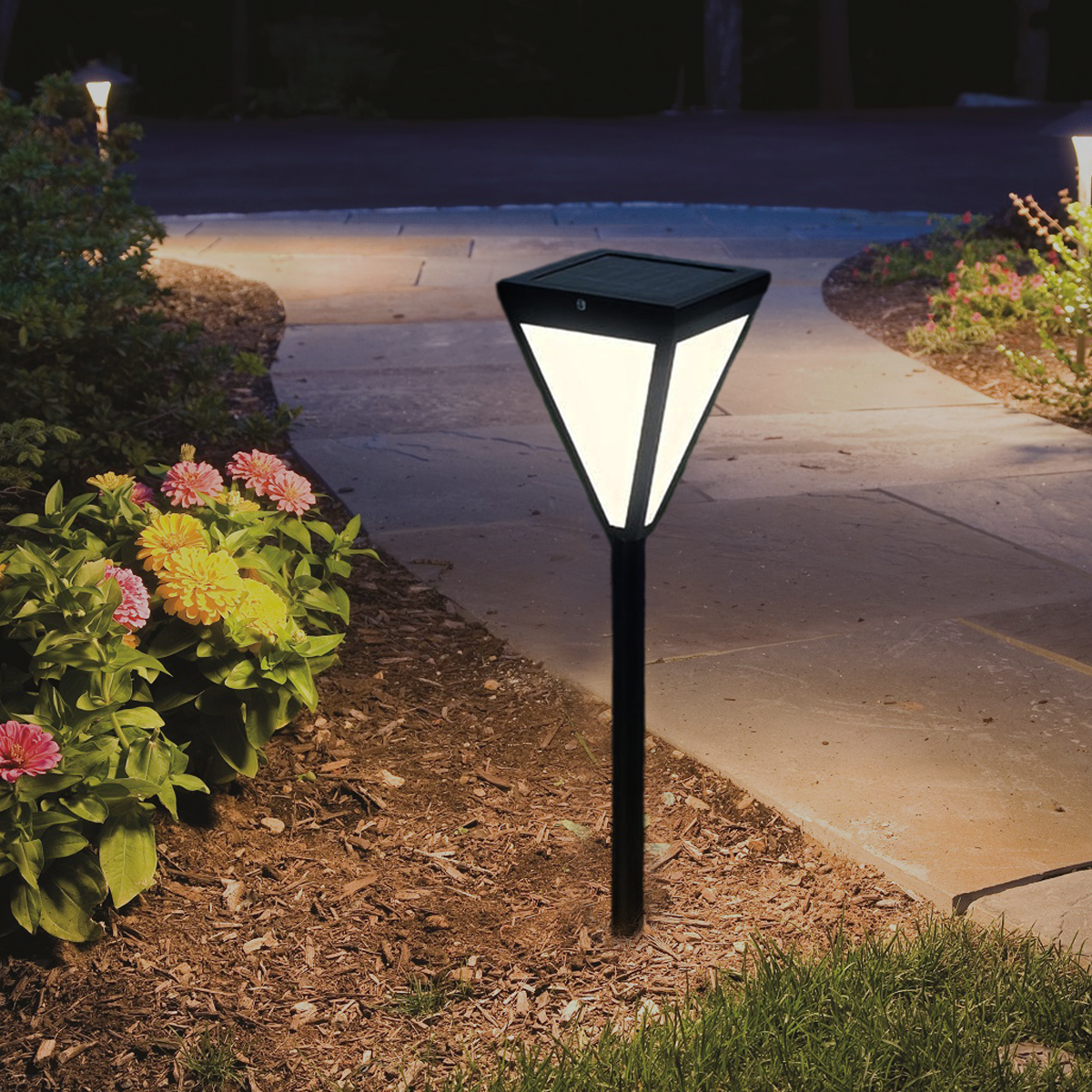 Arcato Modern Solar Outdoor Path Light -  Black Metal Design