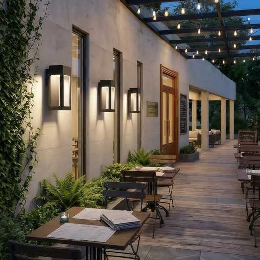 Nuvlight Modern Outdoor Wall Sconce – Metal Lantern with Sensor for Exterior Wall