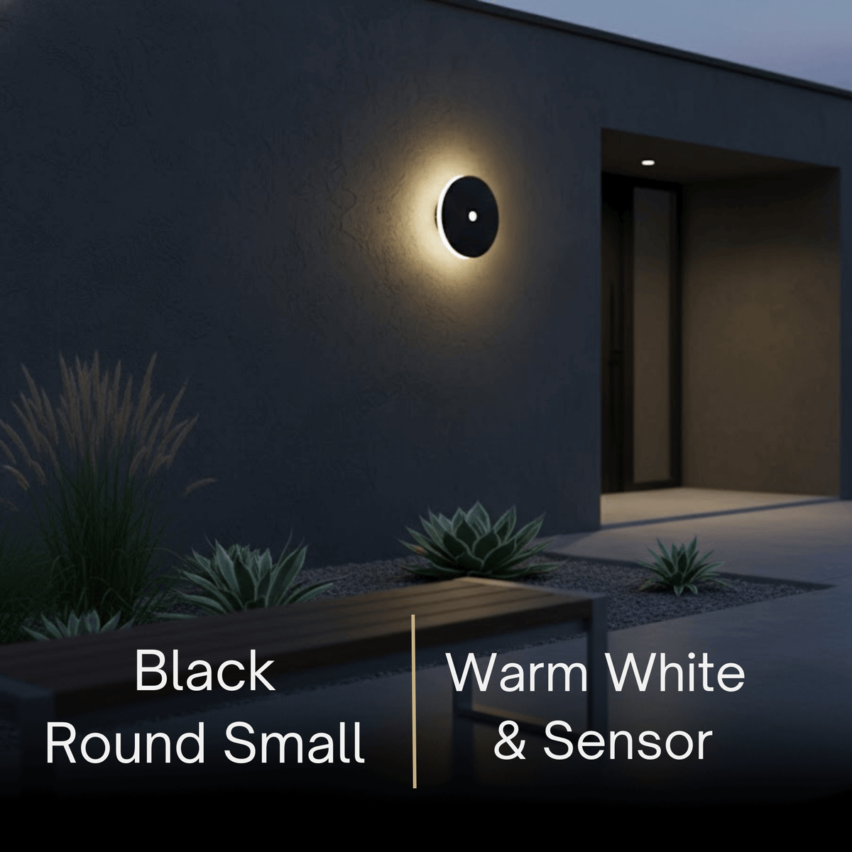 Solara Minimalist LED Outdoor Wall Lamp – Black/White Round/Square Porch Sensor Light
