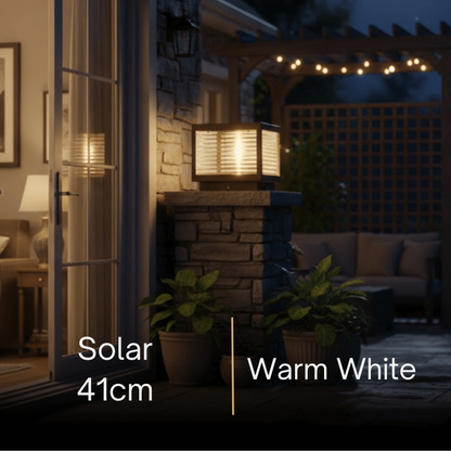 Irondale Modern Black Solar Pillar Light – Outdoor Lighting for Doorway/Path