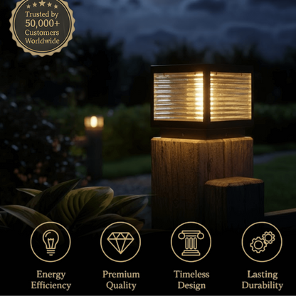 Irondale Modern Black Solar Pillar Light – Outdoor Lighting for Doorway/Path