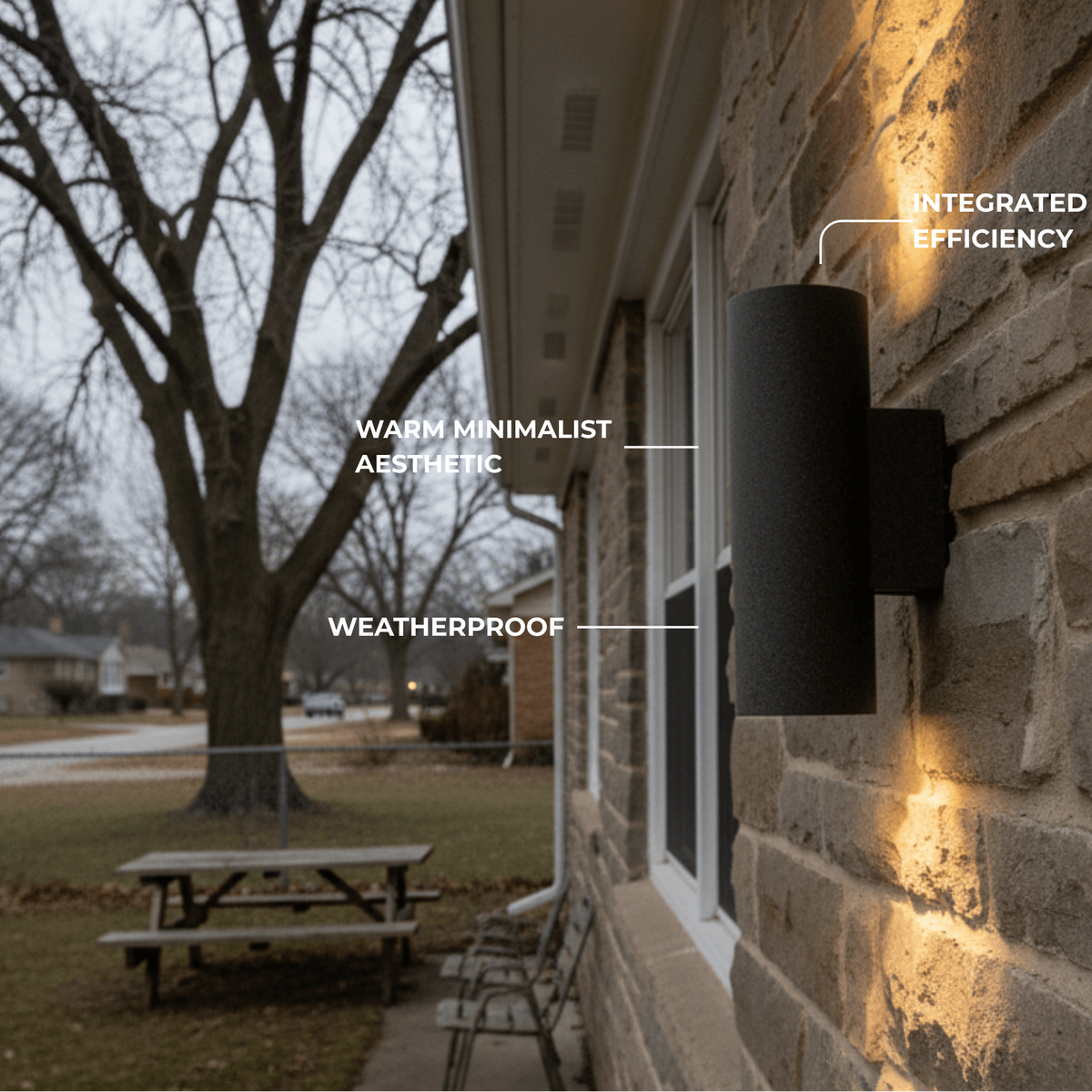 Arcato Modern Outdoor Wall Sconce- Black/White Cement Cylindrical Light for Courtyard