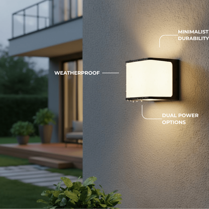 Lunara Modern Solar LED Outdoor Wall Lamp – Waterproof Sensor Light for Courtyard