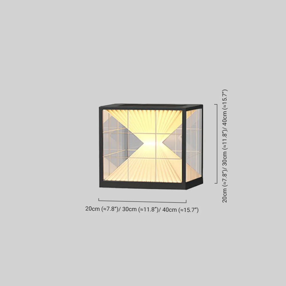 Arcato Modern Metal Solar Outdoor Pillar Lights - Black Pyramid Design Courtyard