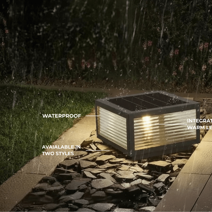 Irondale Modern Black Solar Pillar Light – Outdoor Lighting for Doorway/Path