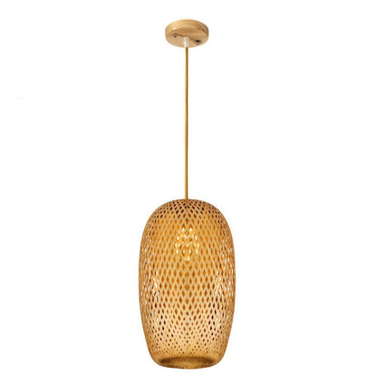 Nuvlight Hand-Weaved Rattan Cocoon Pendant Light Semi-Cocoon: D7.5"(19cm) x H10"(25cm)