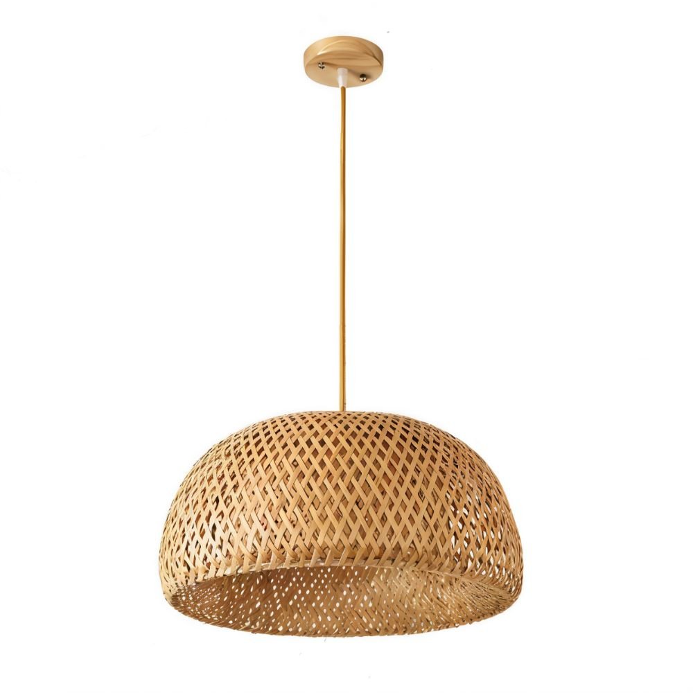 Nuvlight Hand-Weaved Rattan Cocoon Pendant Light Bowl: D12"(30cm) x H7"(18cm)