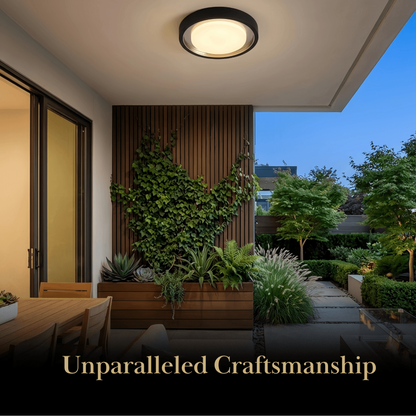 Embrace Modern Outdoor Wall Lamp - Black Metal & Acrylic Round Design for Garden