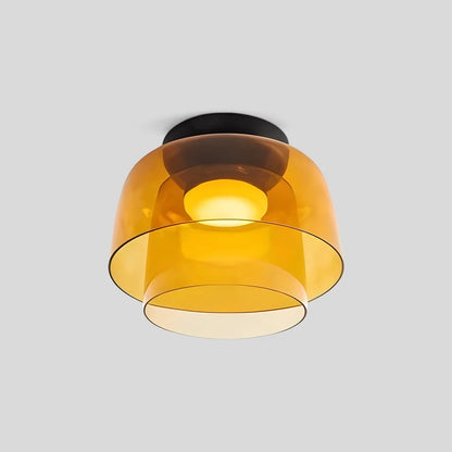  Colored Glass Ceiling Light for Bedroom Orange 2 Layer D32cm / 12.60″
