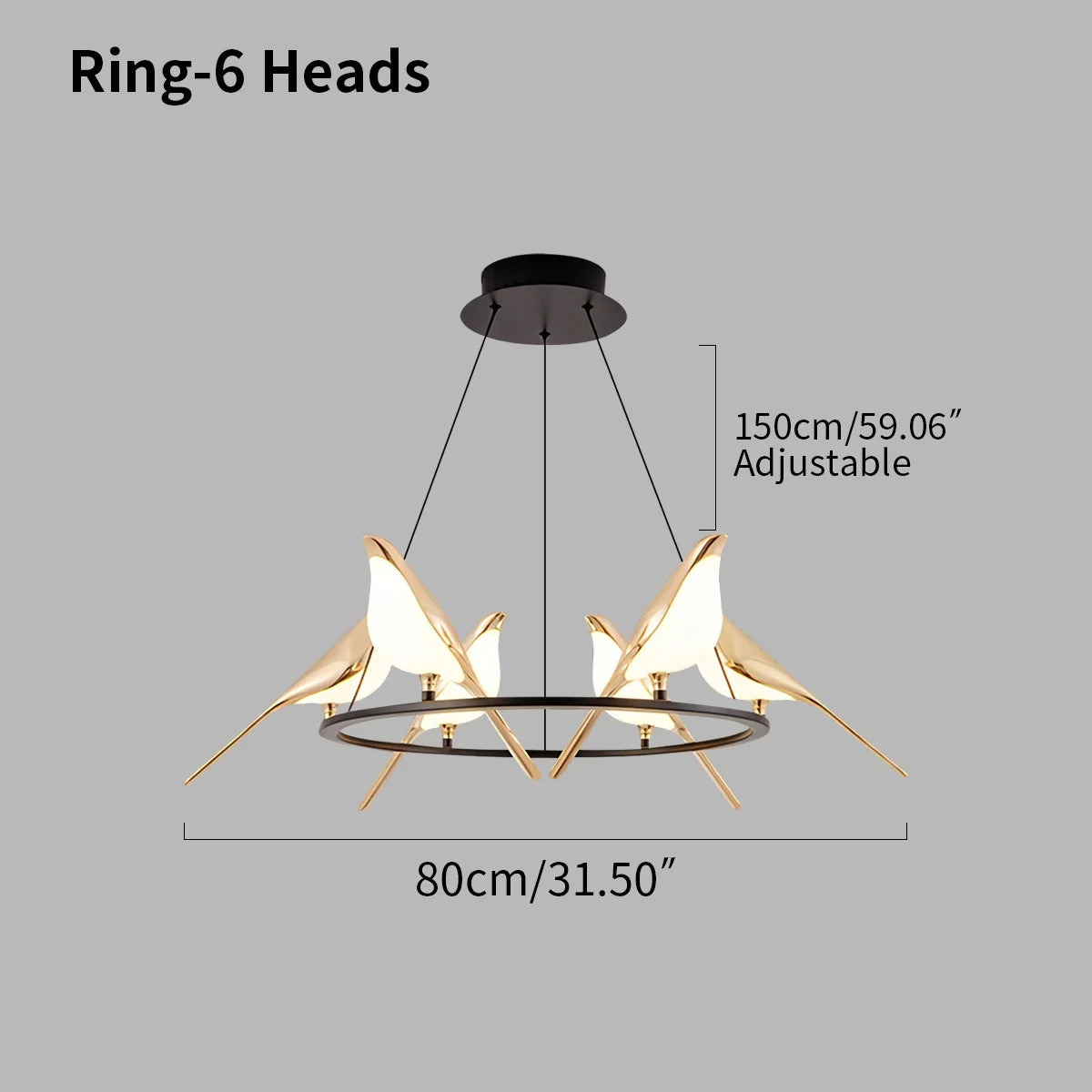 Gold Bird Chandelier for Living Room