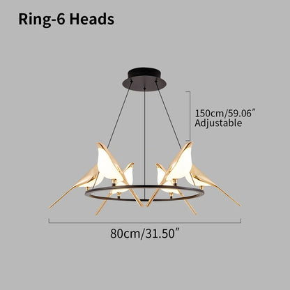 Gold Bird Chandelier for Living Room