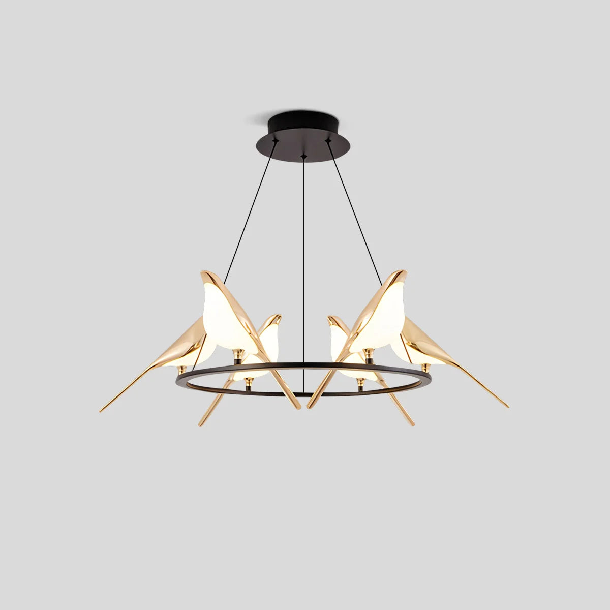 Nuvlight Modern Gold Birds LED Chandelier Ring-6 Heads Warm Light