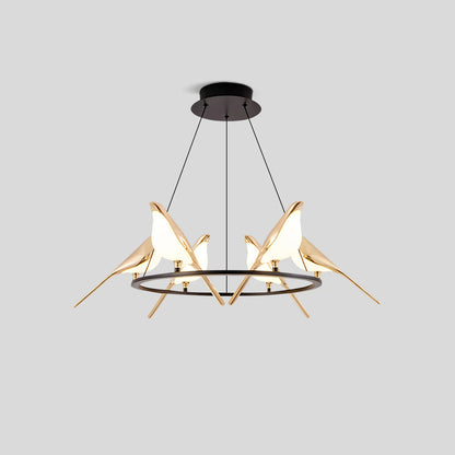 Nuvlight Modern Gold Birds LED Chandelier Ring-6 Heads Warm Light
