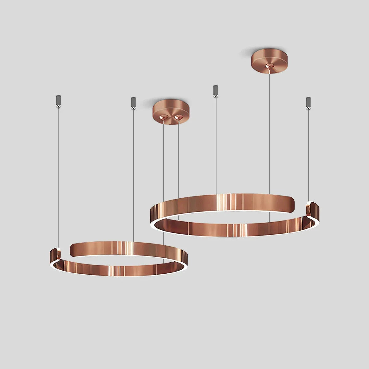 Nuvlight Modern Ring LED Chandelier for Living Room Rose Gold