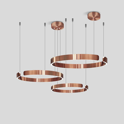 Nuvlight Modern Ring LED Chandelier for Living Room Rose Gold 15.7"+23.6"+31.5"(40cm+60cm+80cm)