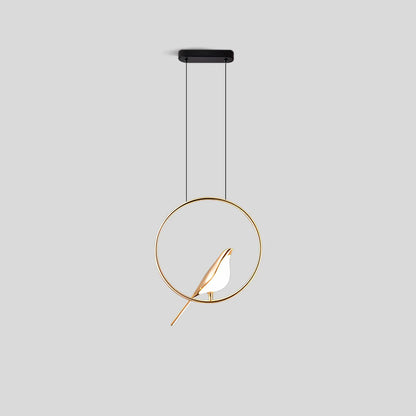 Nuvlight Modern Gold Birds LED Chandelier Round-1 Head Warm Light