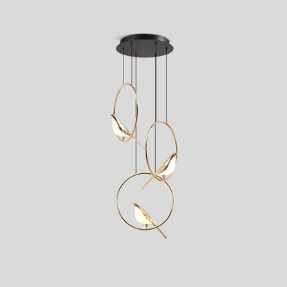 Nuvlight Modern Gold Birds LED Chandelier Round-3 Heads Warm Light
