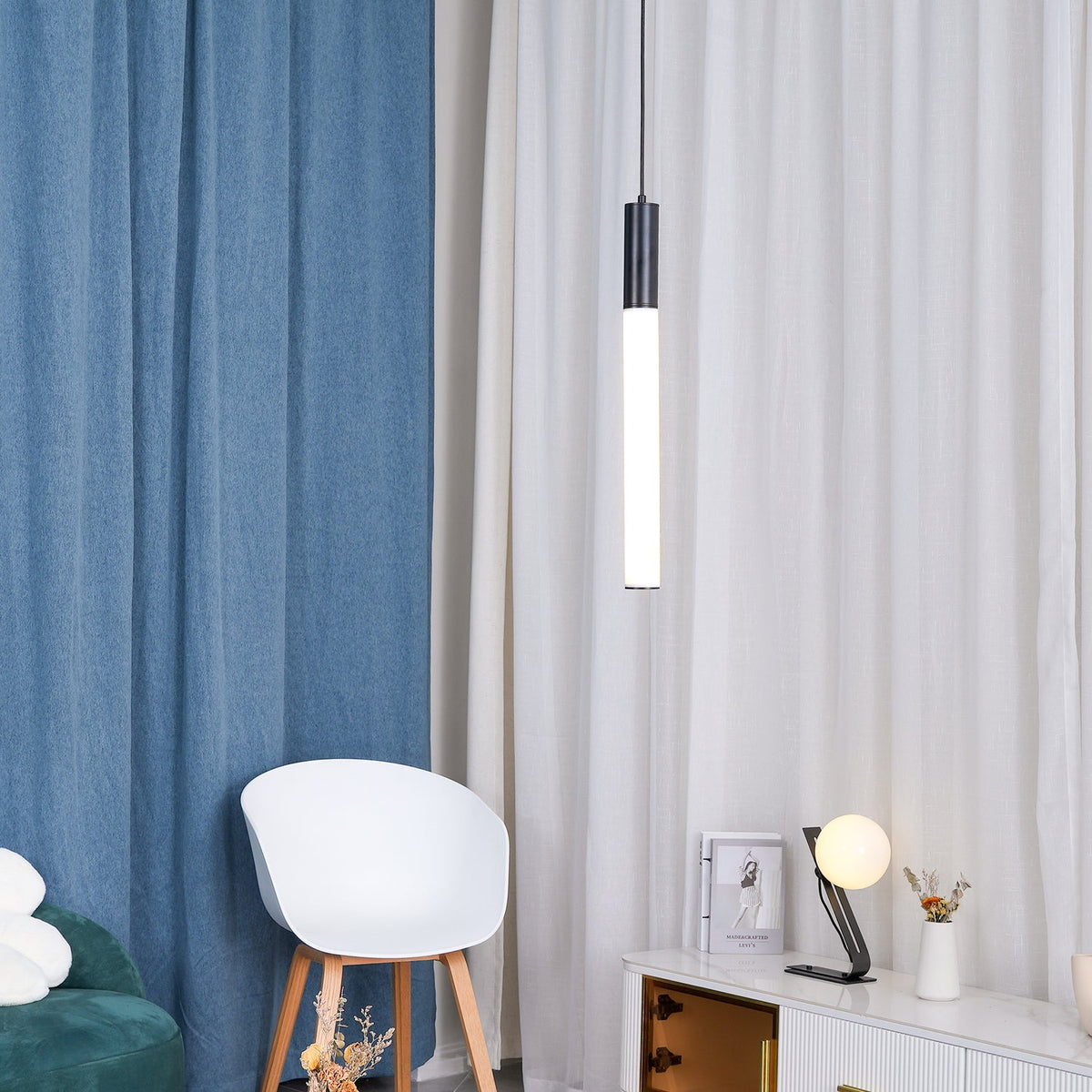 Gold Cylinder Pendant Light for Kitchen Island