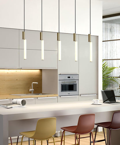 Gold Cylinder Pendant Light for Kitchen Island