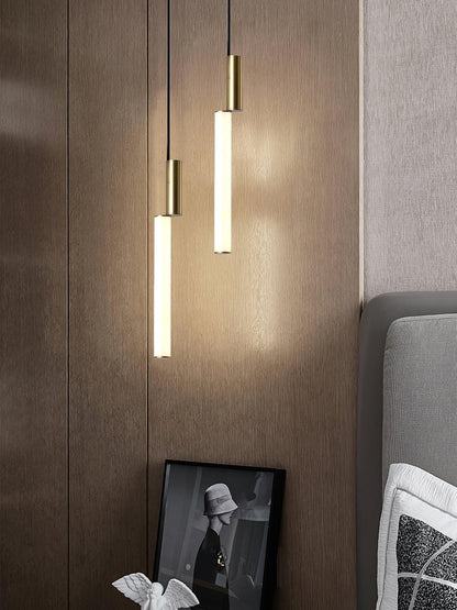 Gold Cylinder Pendant Light for Kitchen Island