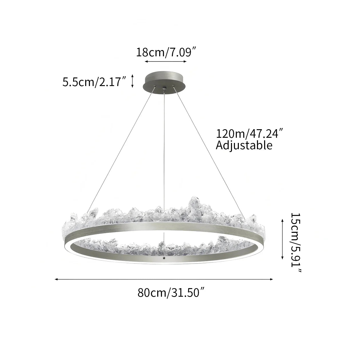 Textured Glass Chandelier for Dining and Living Room