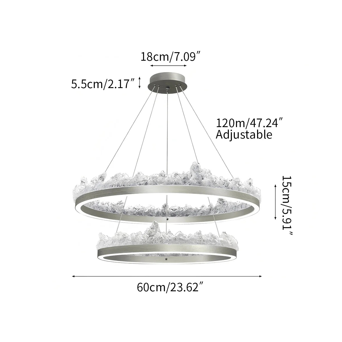 Textured Glass Chandelier for Dining and Living Room