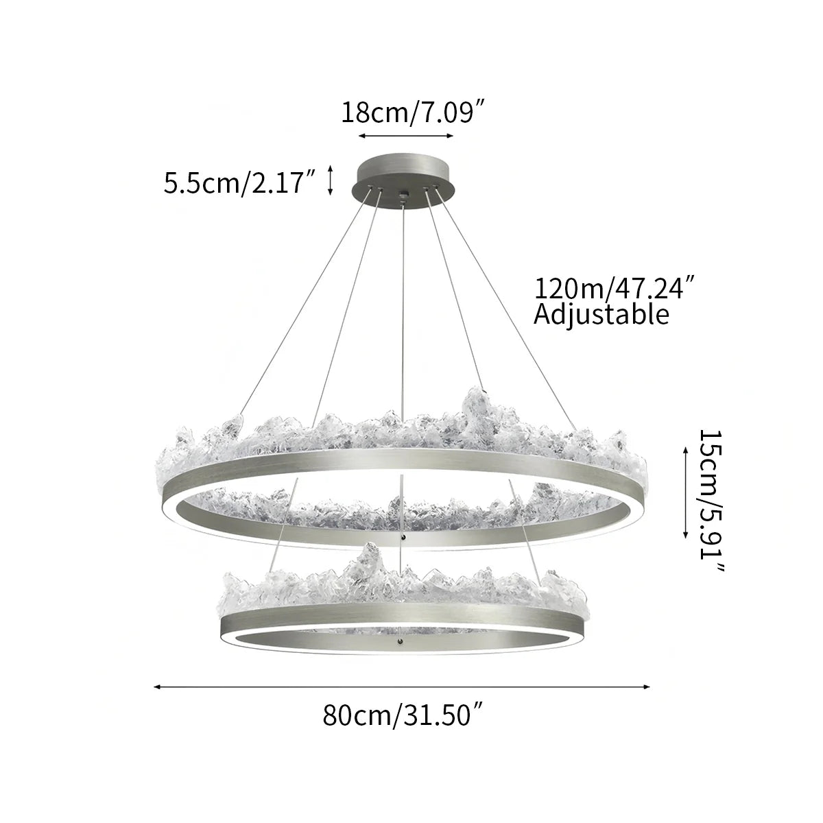 Textured Glass Chandelier for Dining and Living Room