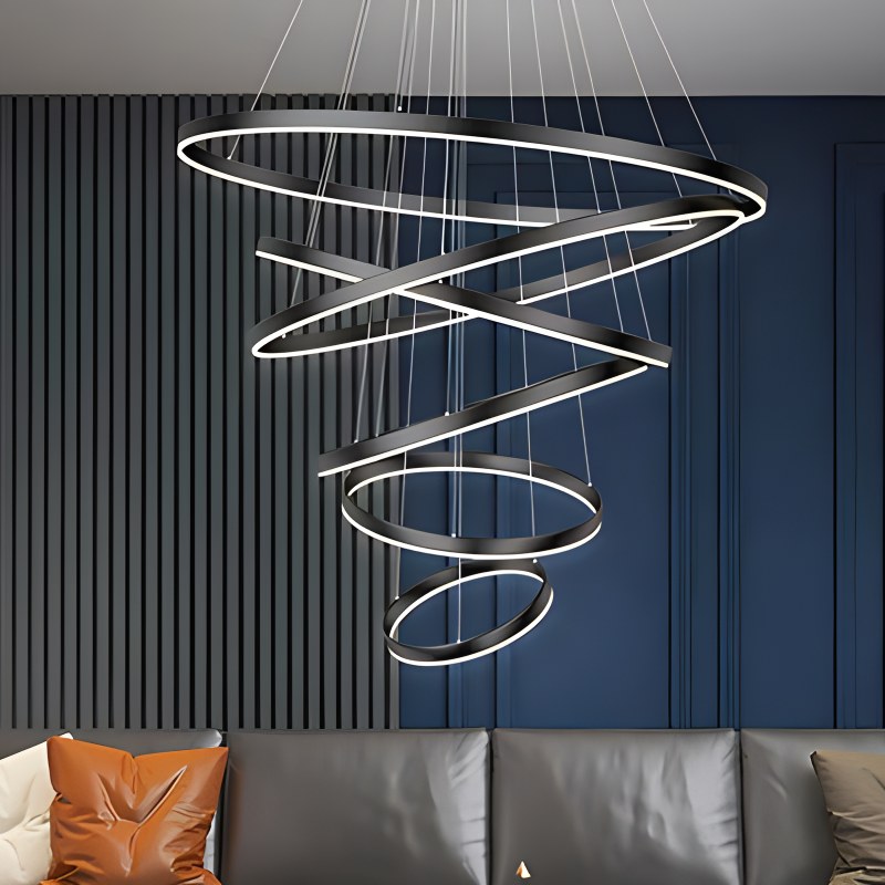 Tiered Ring Chandelier for High Ceilings