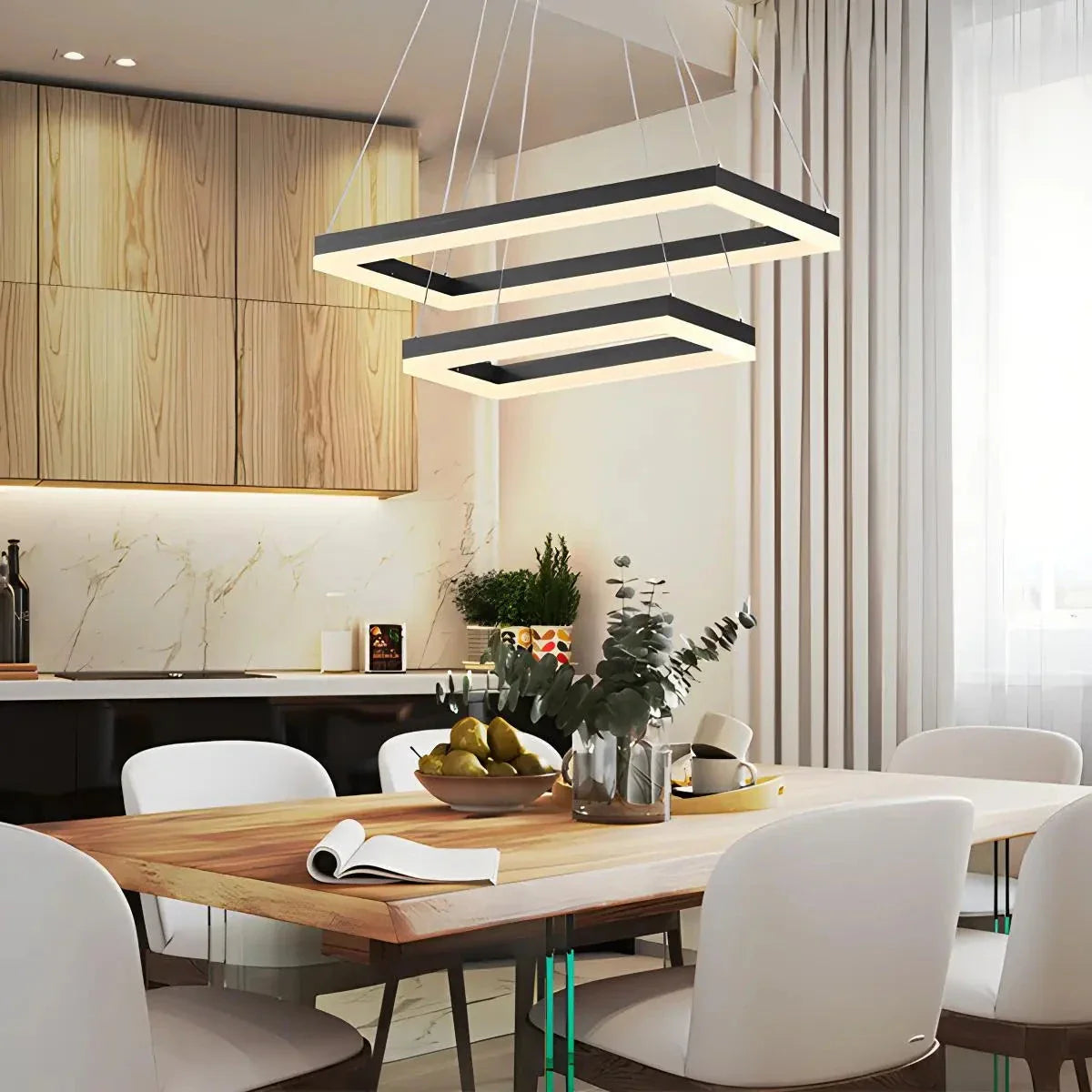 Black Linear Chandelier for Dining Table