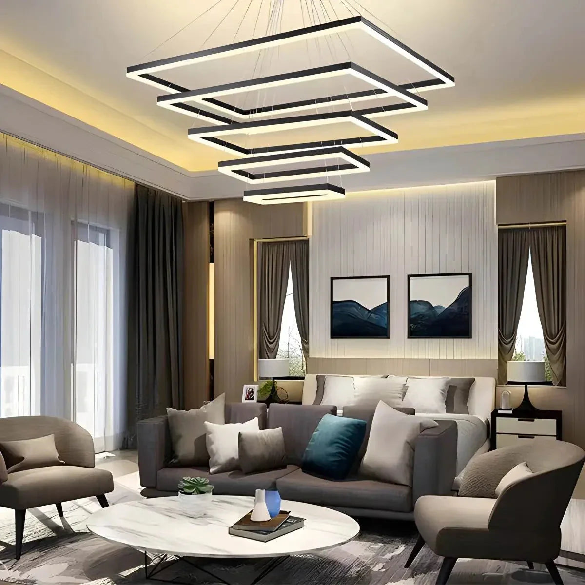 Black Linear Chandelier for Dining Table