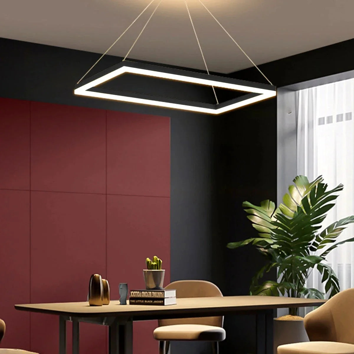 Black Linear Chandelier for Dining Table
