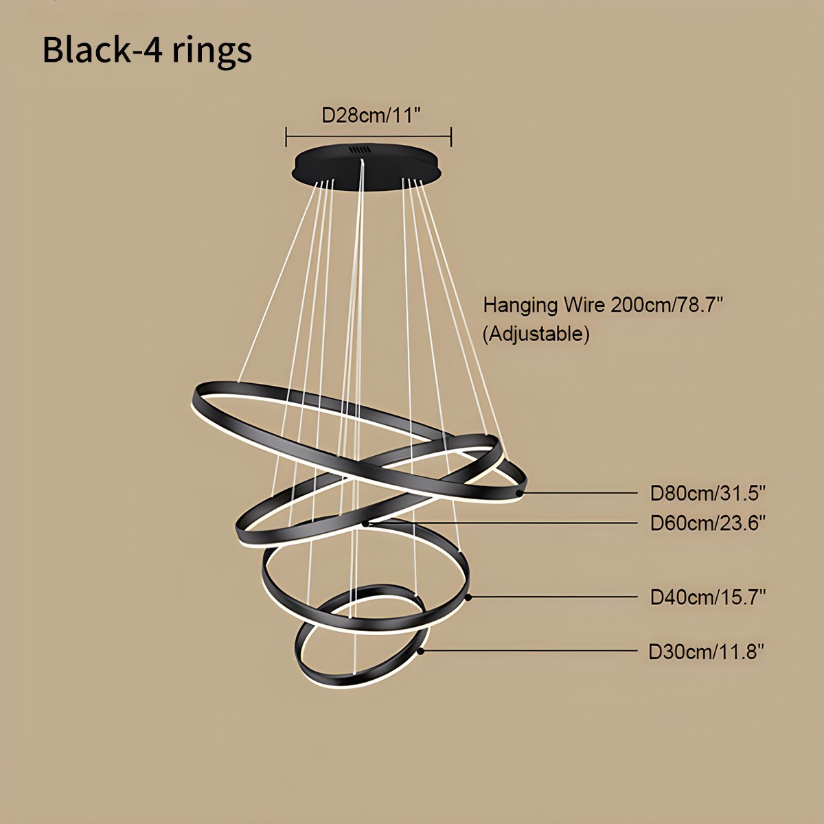 Tiered Ring Chandelier for High Ceilings
