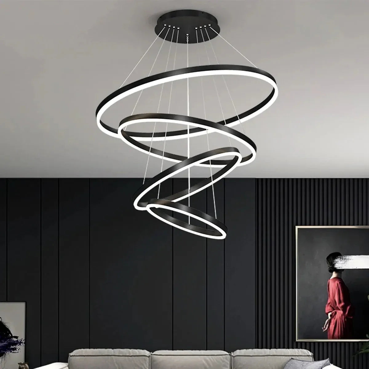 Tiered Ring Chandelier for High Ceilings