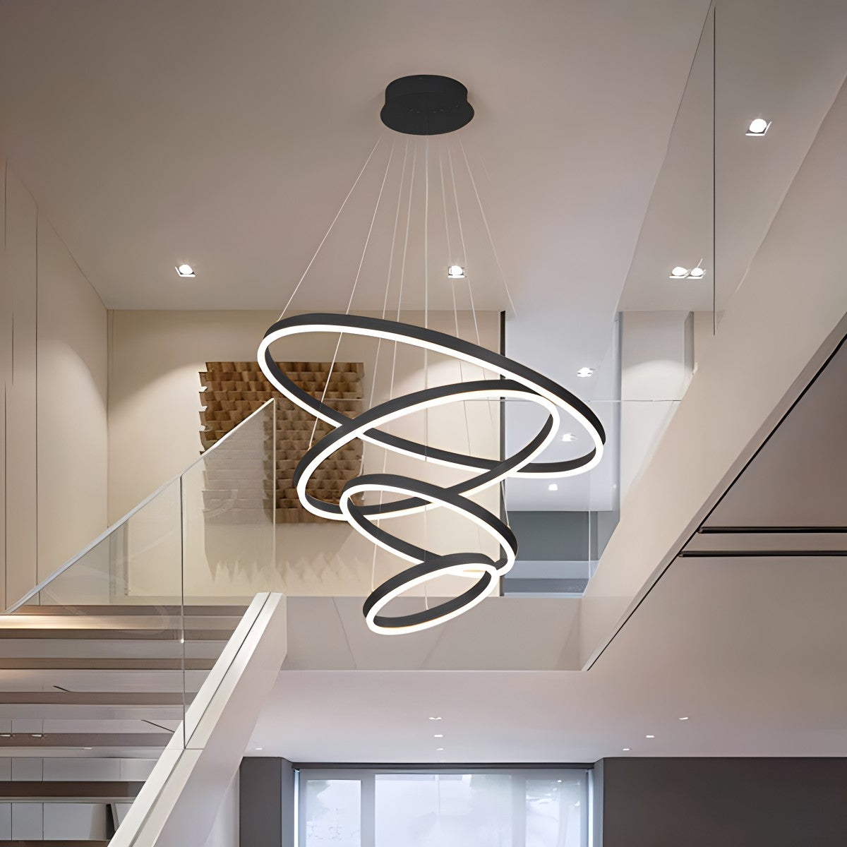 Tiered Ring Chandelier for High Ceilings